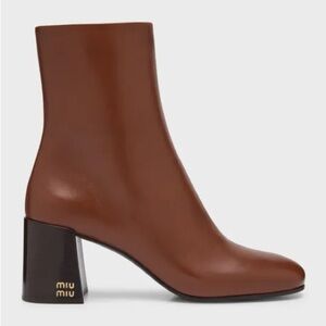 Miu Miu Brown Leather Ankle Boots